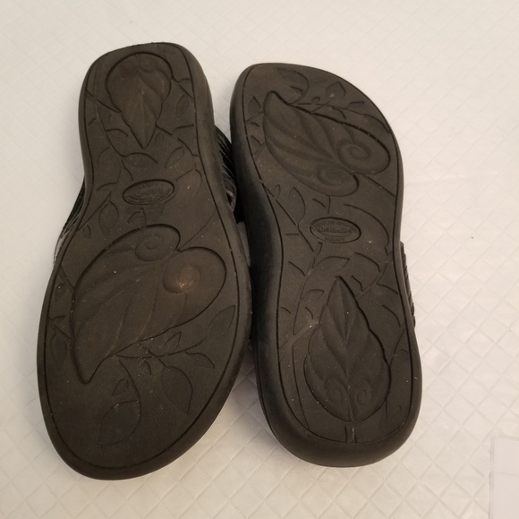 DR SCHOLL'S VENUS BLACK PATENT FLIP FLOP SANDALS WOMEN SZ 7 - Picture 7 of 8